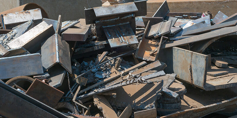 A large pile of scrap metal waiting to be recycled.